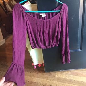 Chiffon crop top purple Sz Smal